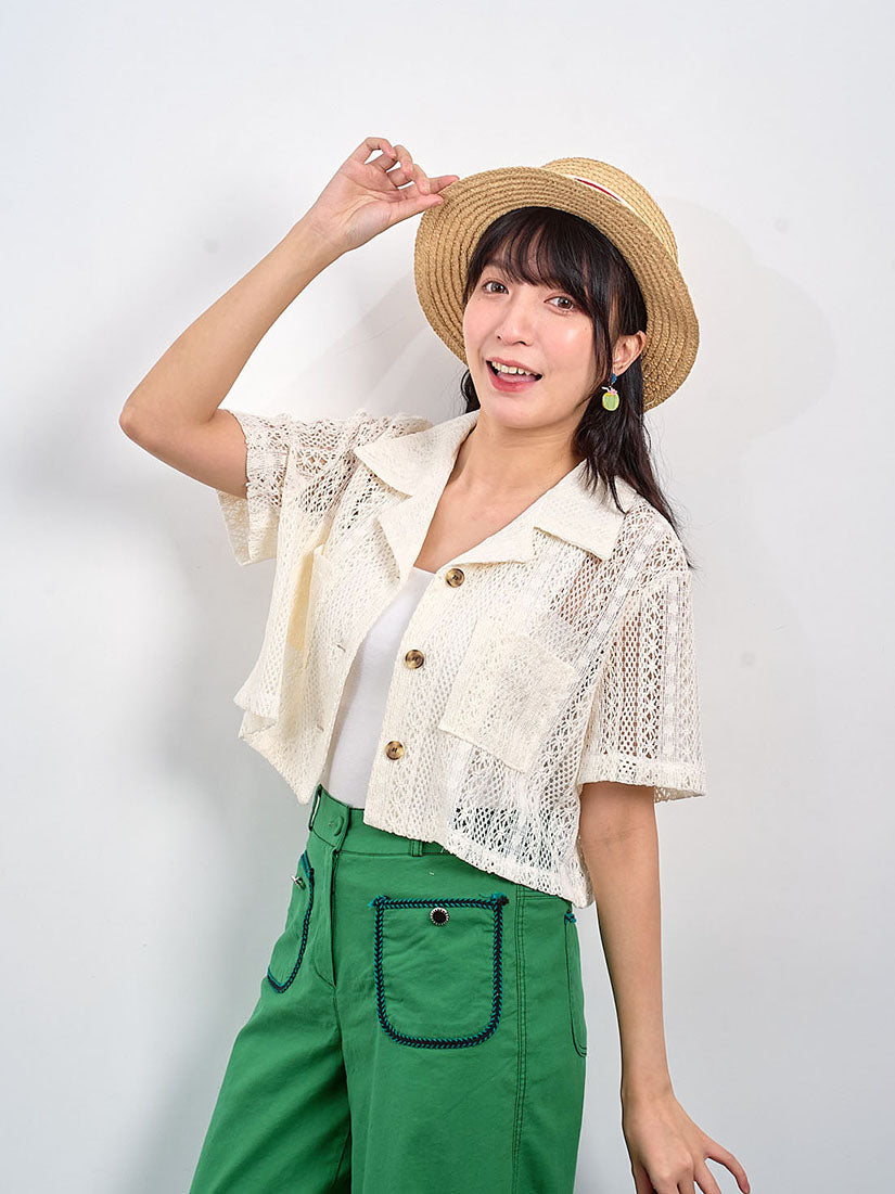 Lace Short Sleeve Crop Jacket (2 Colours)