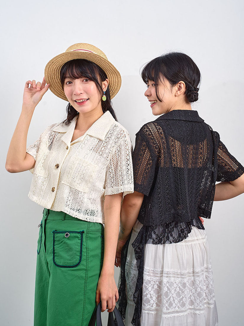 Lace Short Sleeve Crop Jacket (2 Colours)