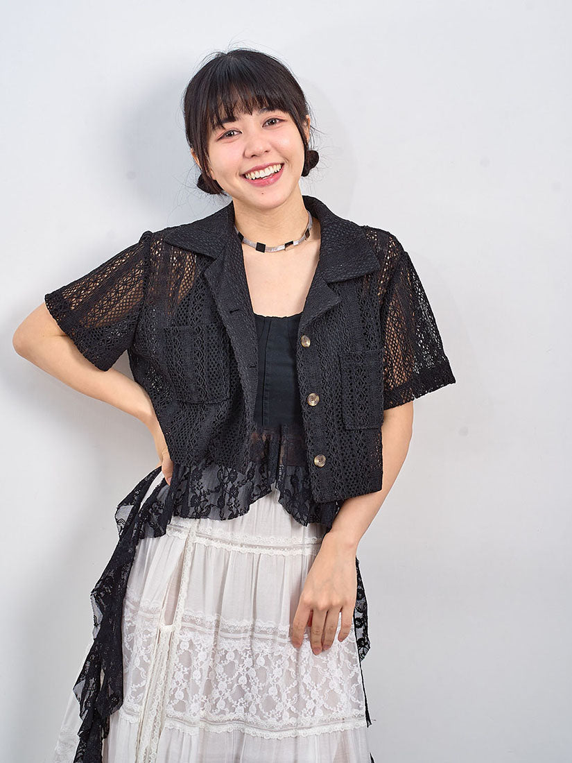 Lace Short Sleeve Crop Jacket (2 Colours)