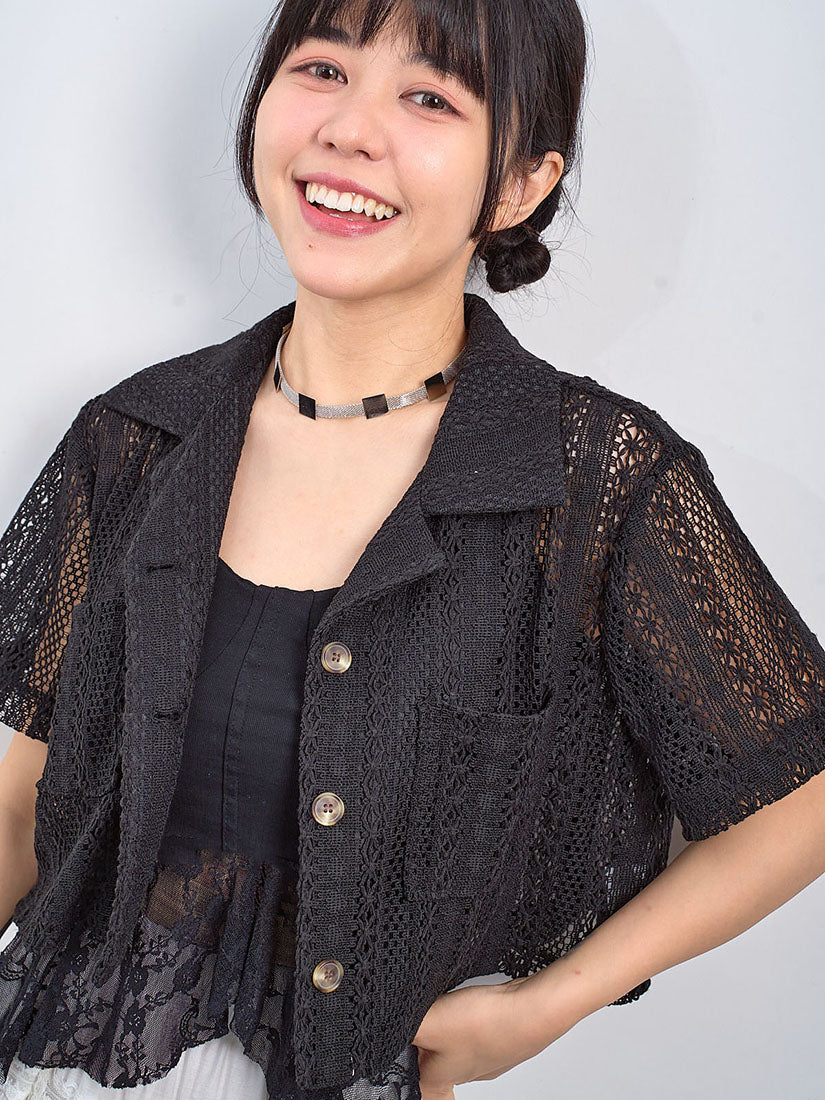 Lace Short Sleeve Crop Jacket (2 Colours)