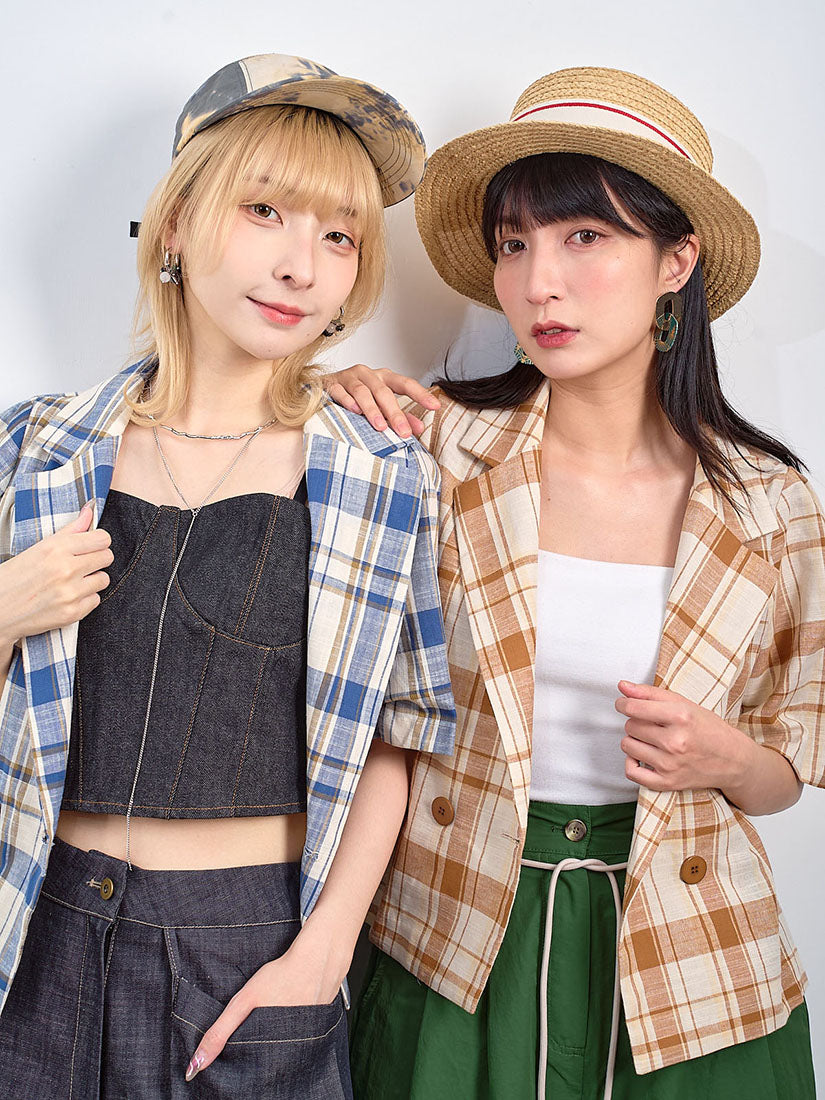 Plaid Double Breasted Jacket (2 Colours)