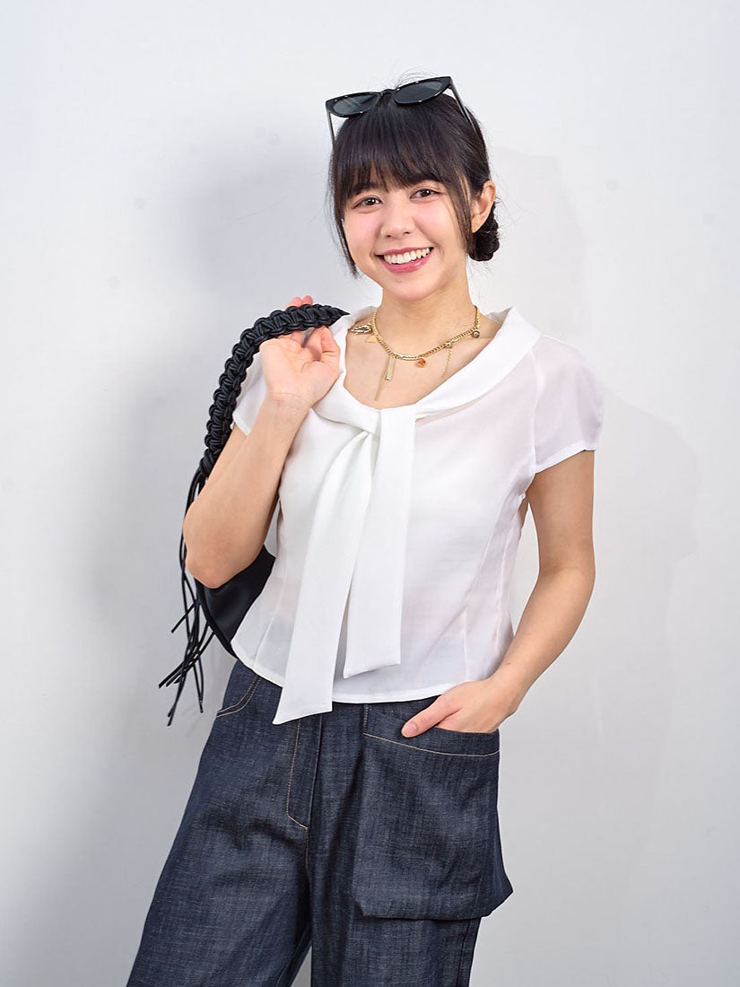Tie Scoop Neck Cap Sleeve Top (2 Colours)