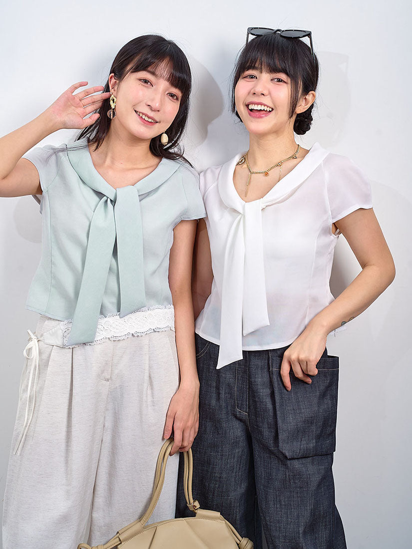 Tie Scoop Neck Cap Sleeve Top (2 Colours)