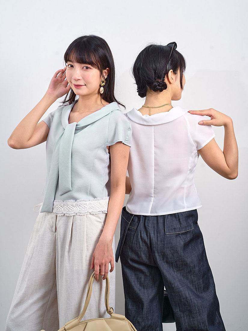 Tie Scoop Neck Cap Sleeve Top (2 Colours)