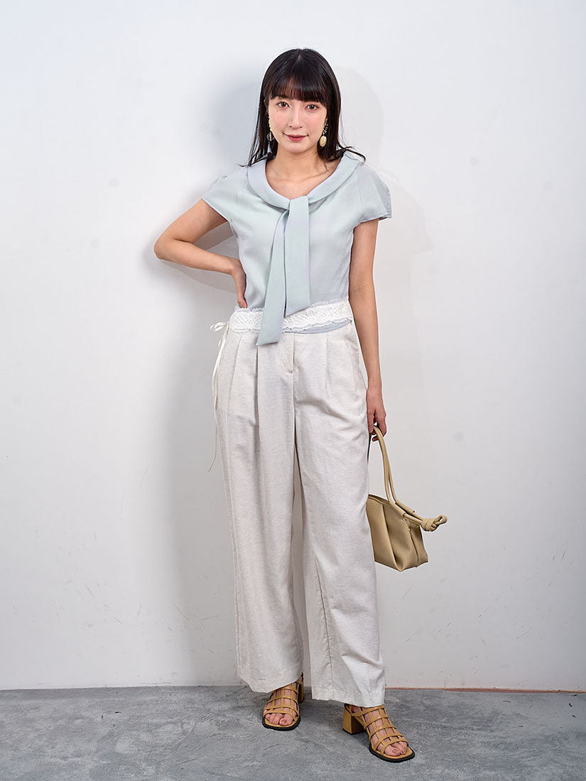 Linen Look Pleated Wide Leg Pants (2 Colours)