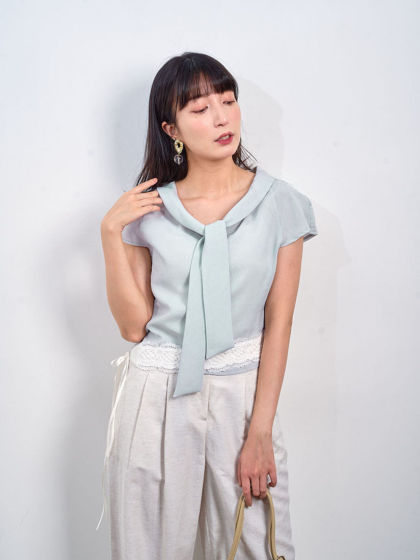 Tie Scoop Neck Cap Sleeve Top (2 Colours)
