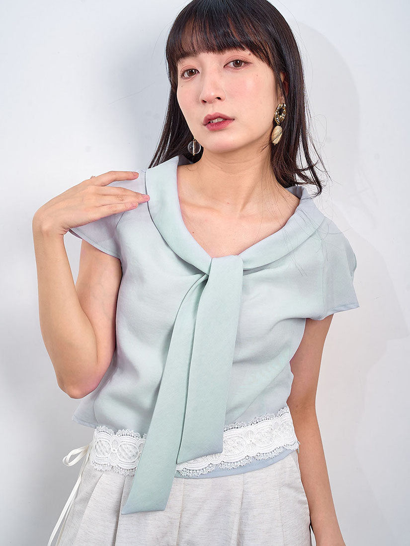 Tie Scoop Neck Cap Sleeve Top (2 Colours)