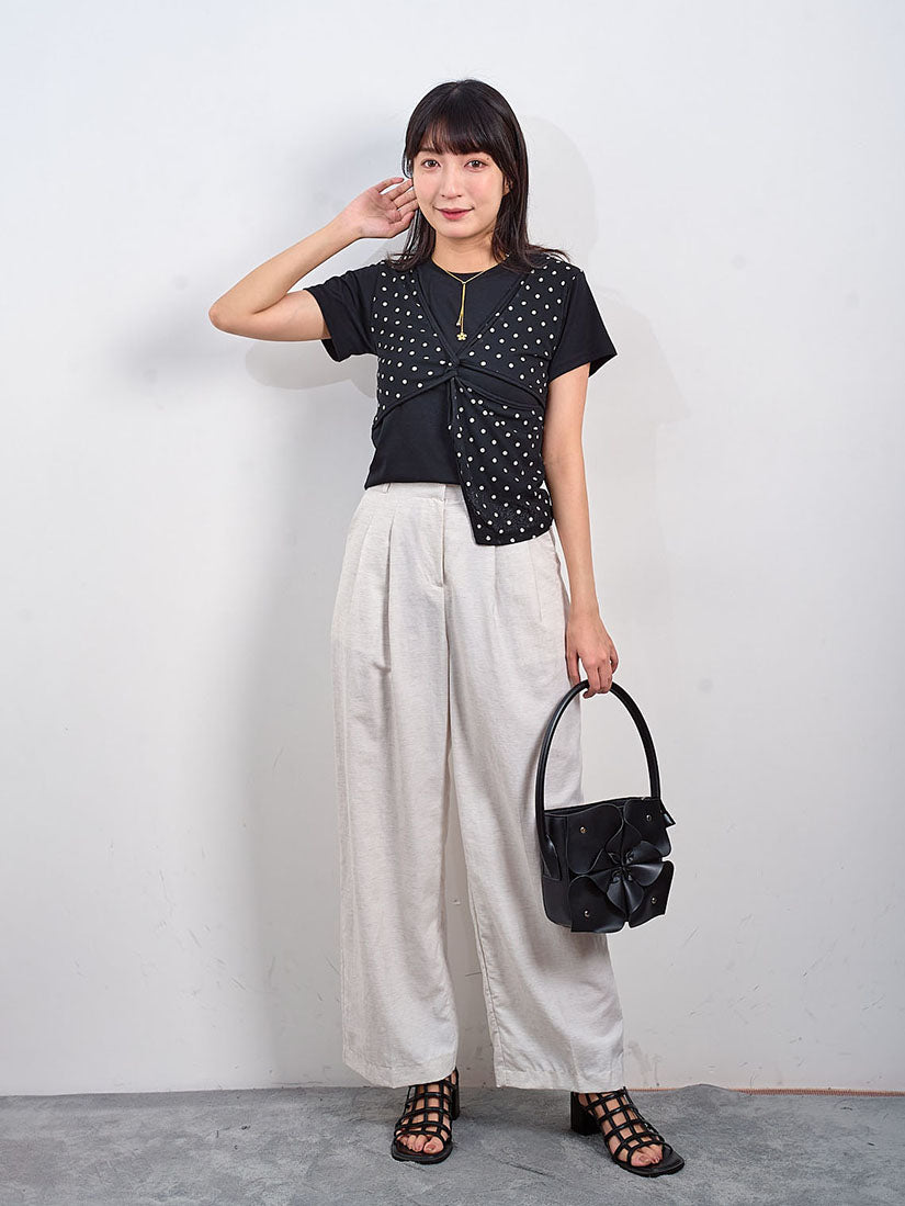 Linen Look Pleated Wide Leg Pants (2 Colours)
