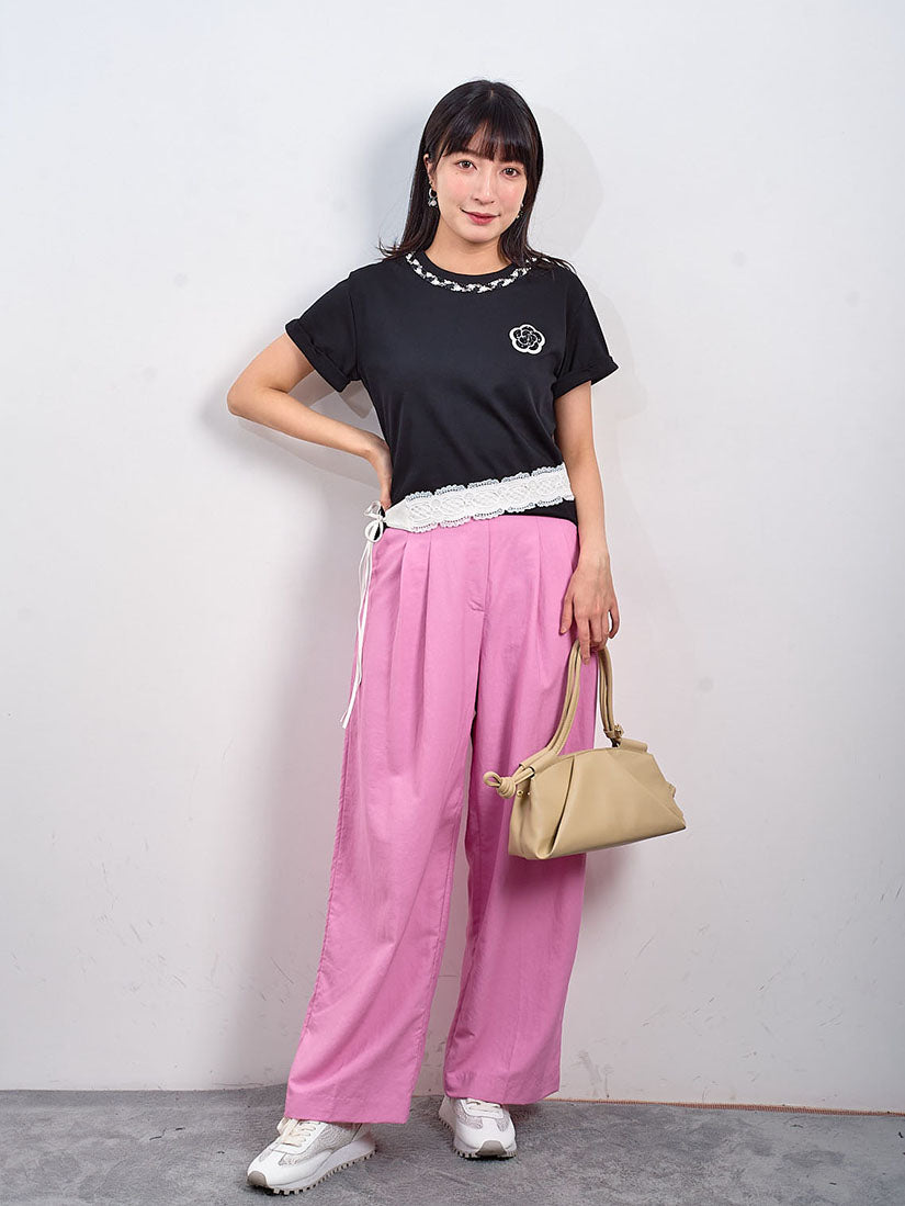 Linen Look Pleated Wide Leg Pants (2 Colours)