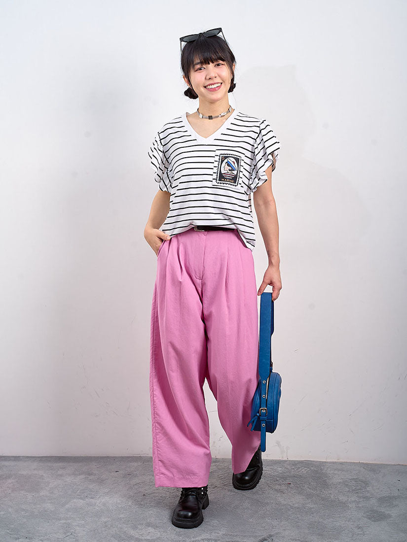 Linen Look Pleated Wide Leg Pants (2 Colours)