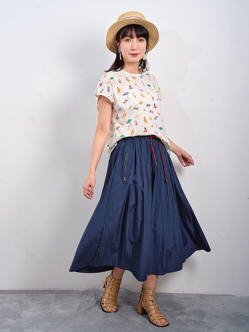 Drawstring Waist Zipper Pocket Skirt (2 Colours)