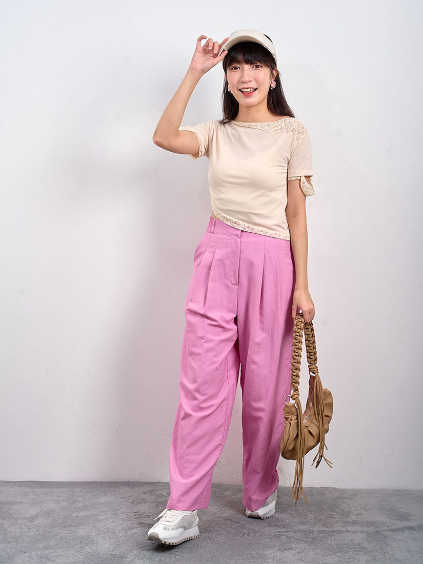 Linen Look Pleated Wide Leg Pants (2 Colours)