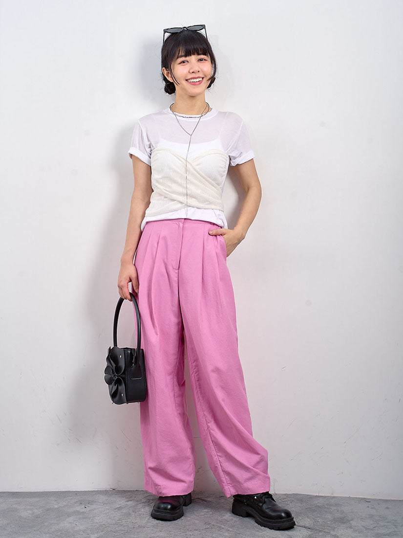 Linen Look Pleated Wide Leg Pants (2 Colours)