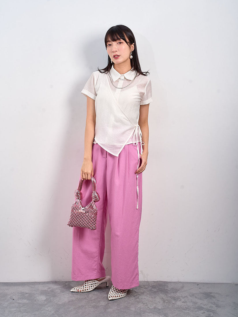 Linen Look Pleated Wide Leg Pants (2 Colours)