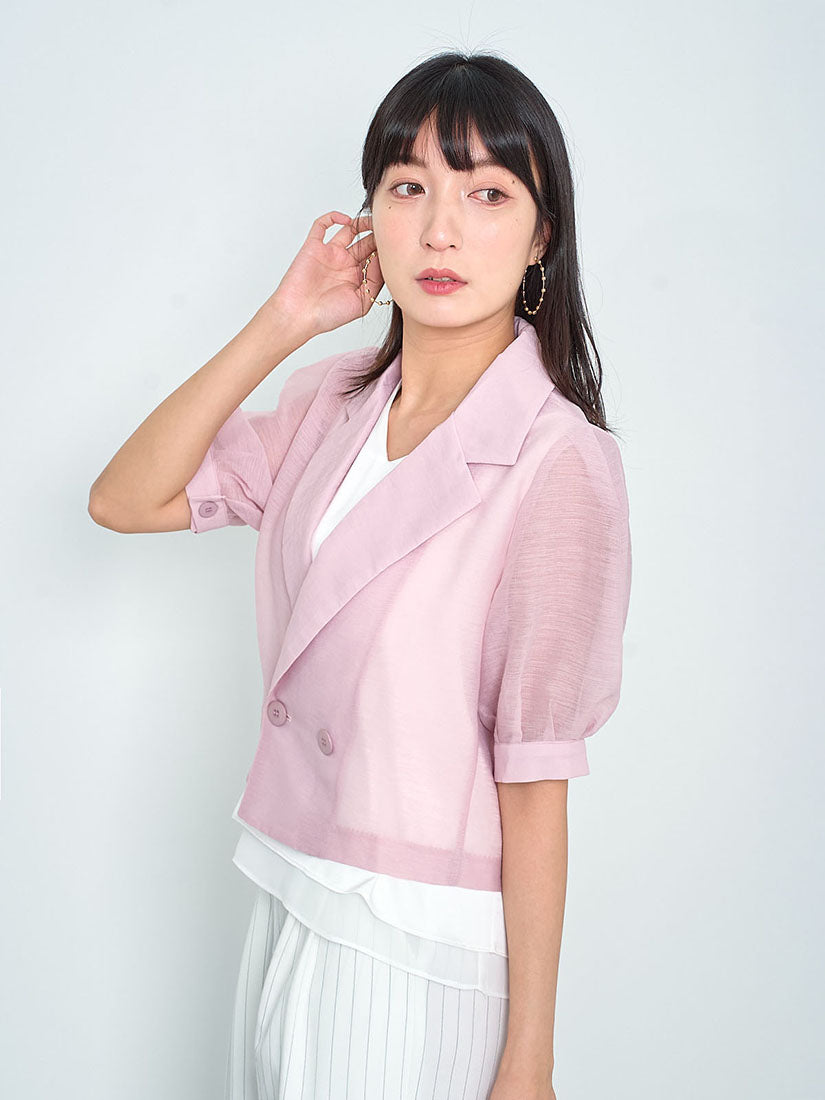 Sheer Double Breast Crop Blazer (2 Colours)