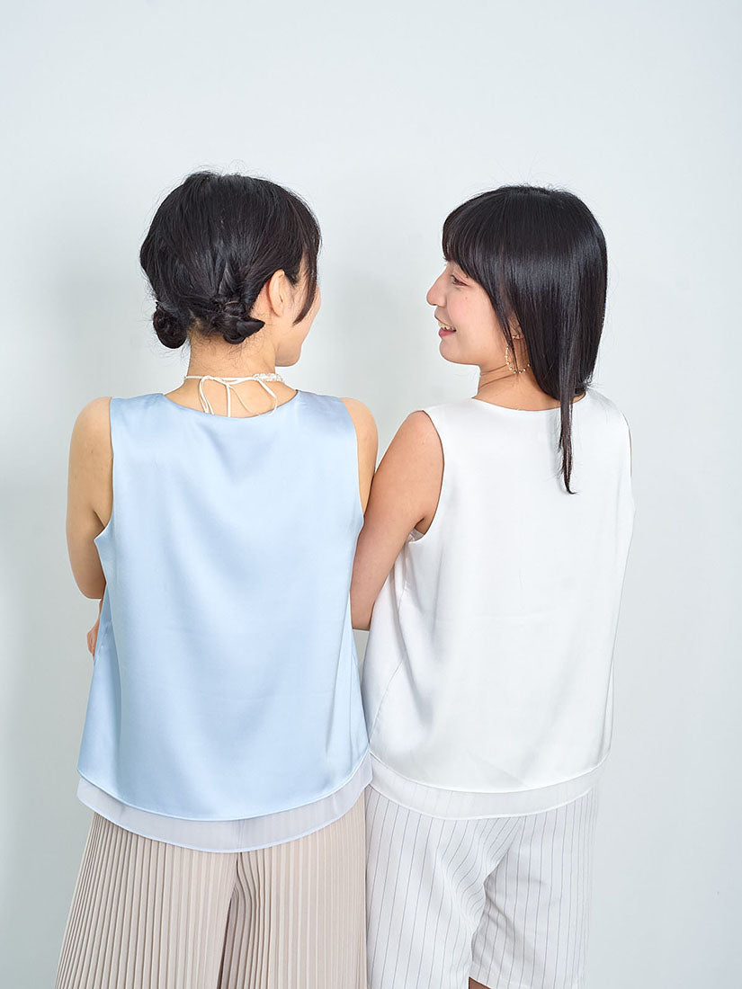 Layered Silky V Neck Vest (4 Colours)