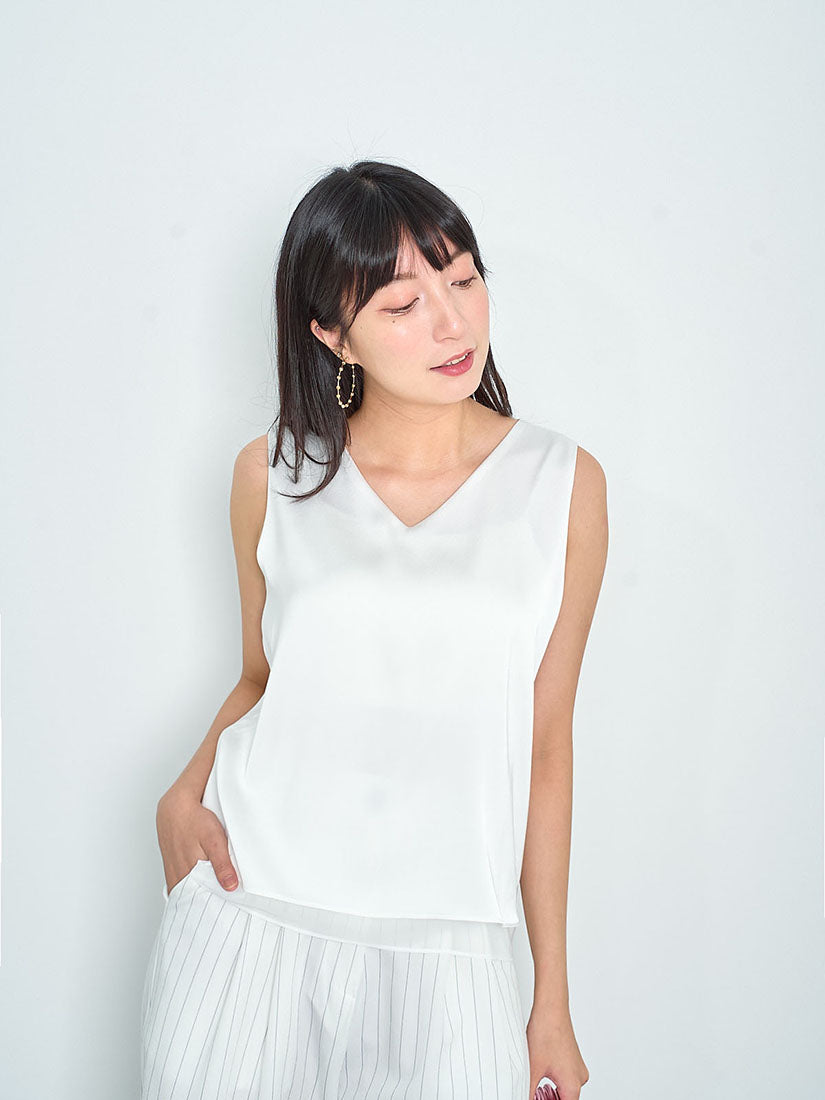 Layered Silky V Neck Vest (4 Colours)