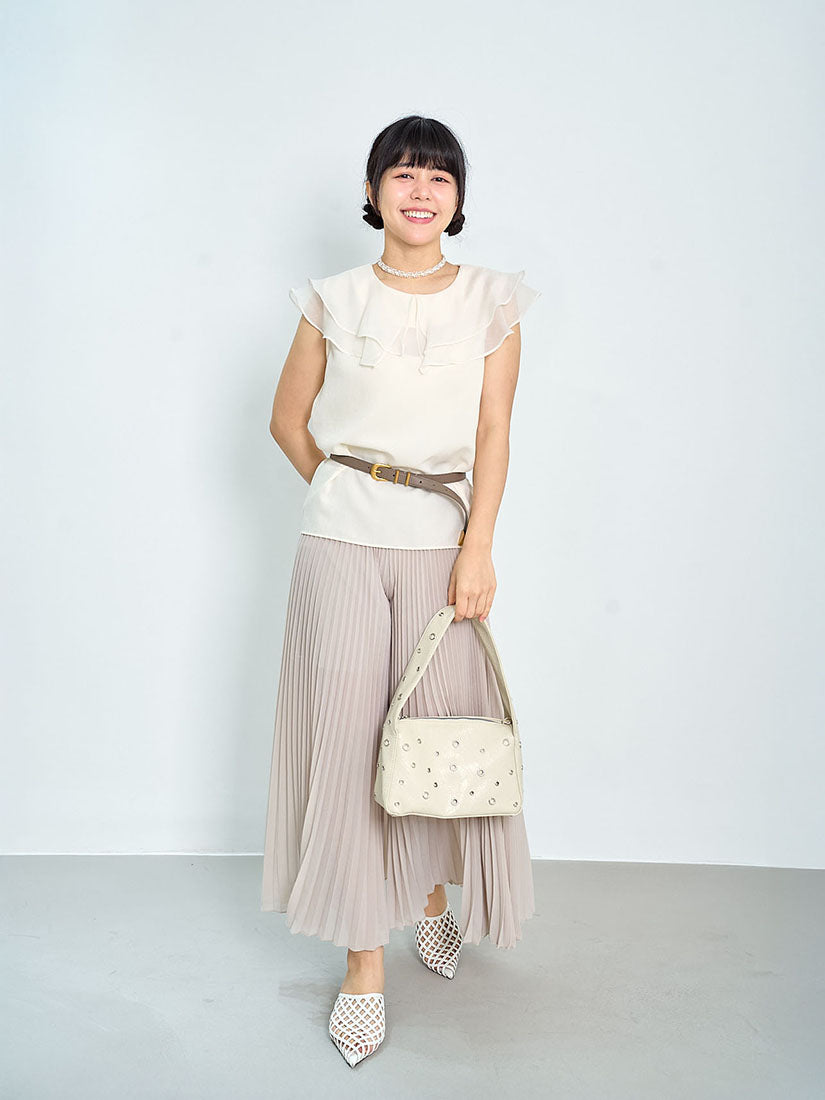 Double Chiffon Collar Sleeveless Top (2 Colours)