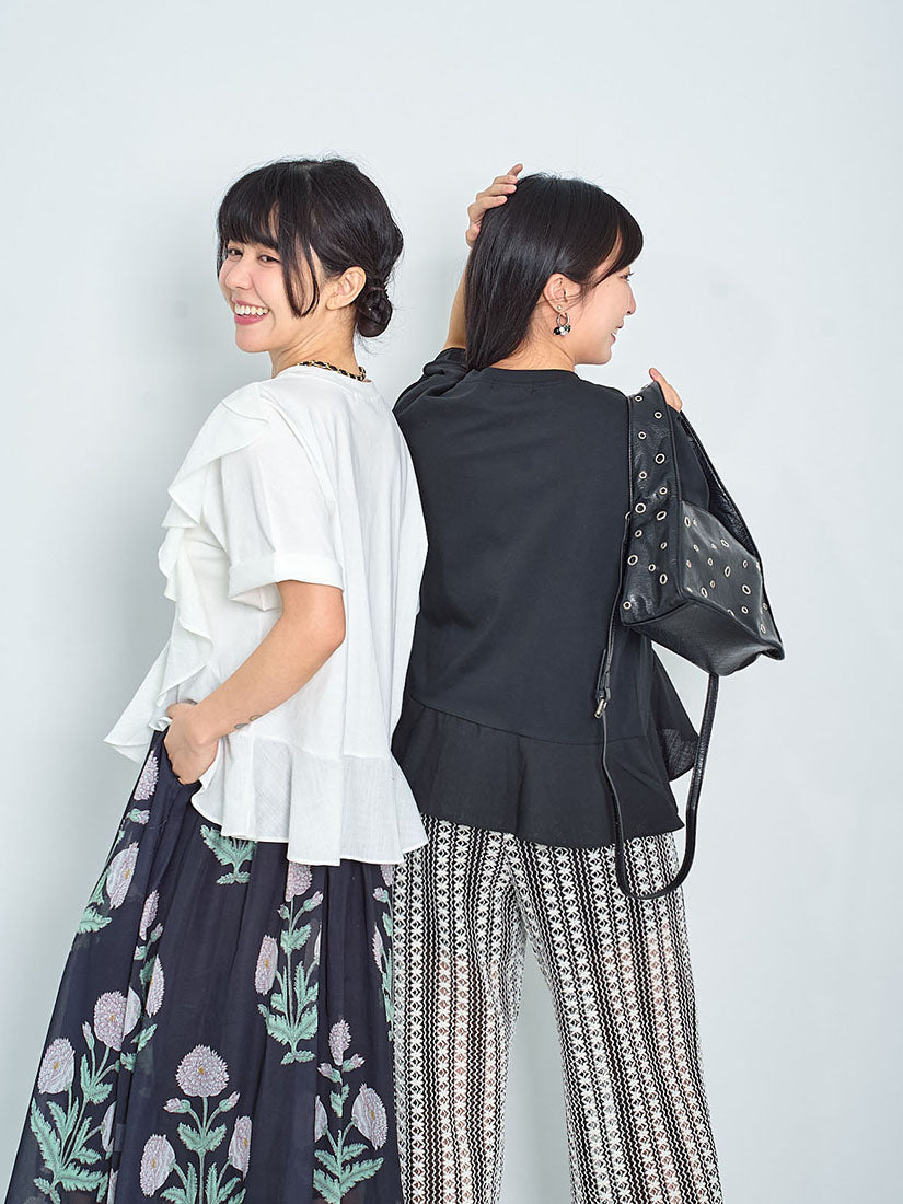 Asymmetric Ruffle Trim Tee (2 Colours)
