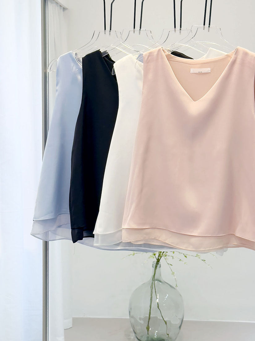 Layered Silky V Neck Vest