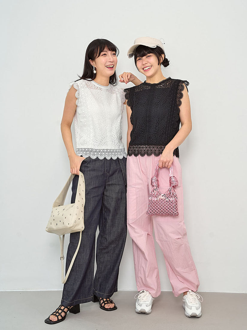 Lace Allover Sleeveless Top (2 Colours)