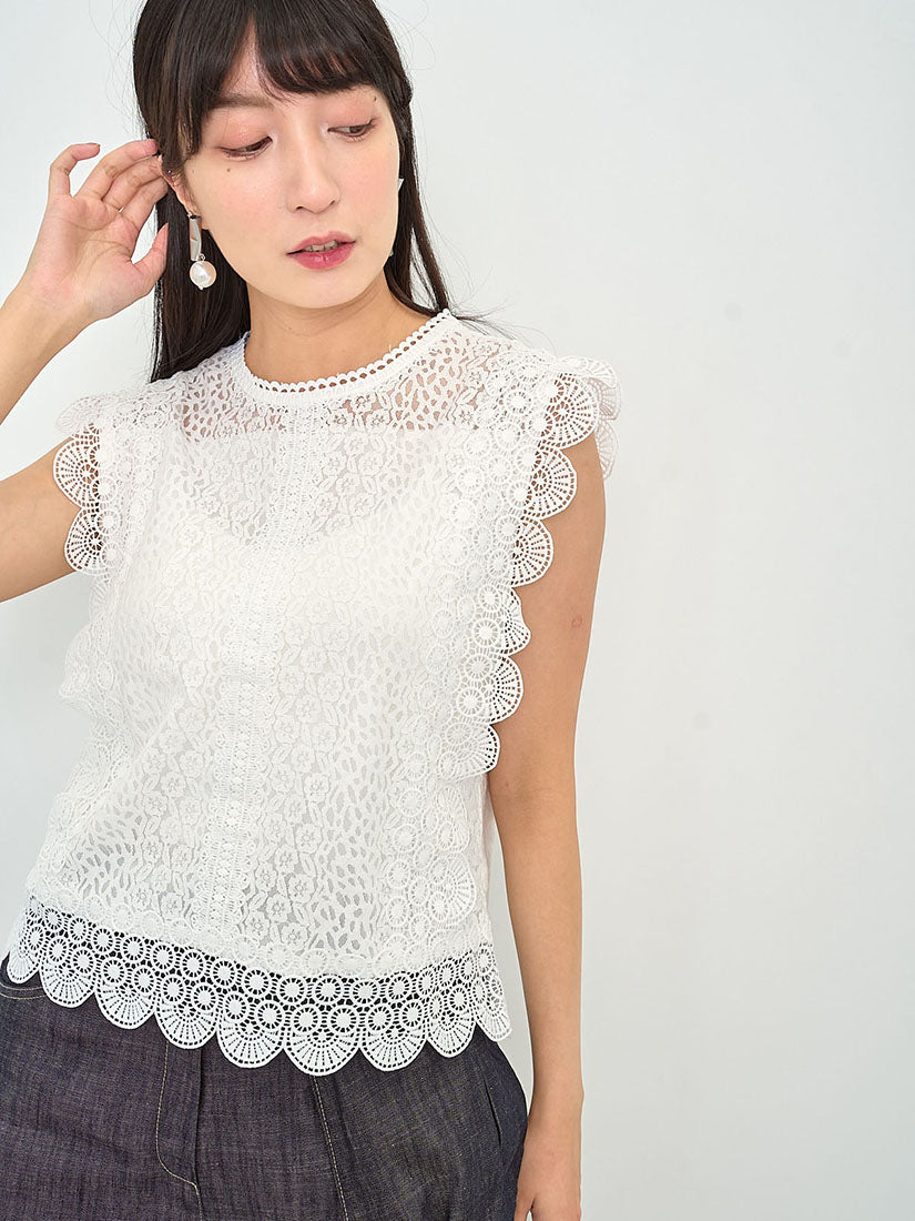 Lace Allover Sleeveless Top (2 Colours)