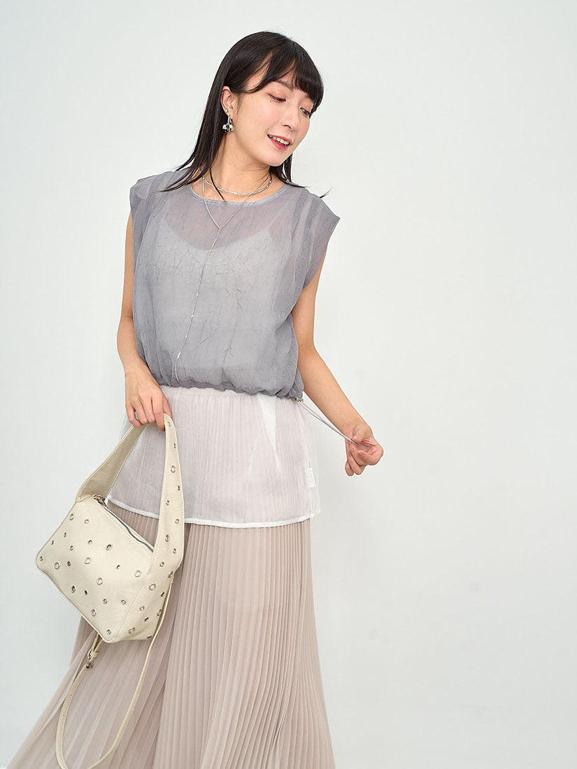Two Tone Drawstring Waist Layered Top (2 Colours)