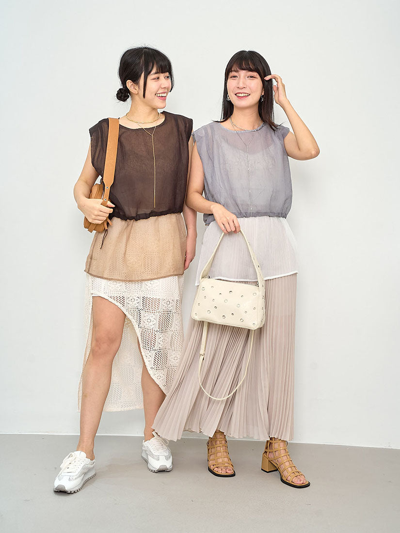 Two Tone Drawstring Waist Layered Top (2 Colours)