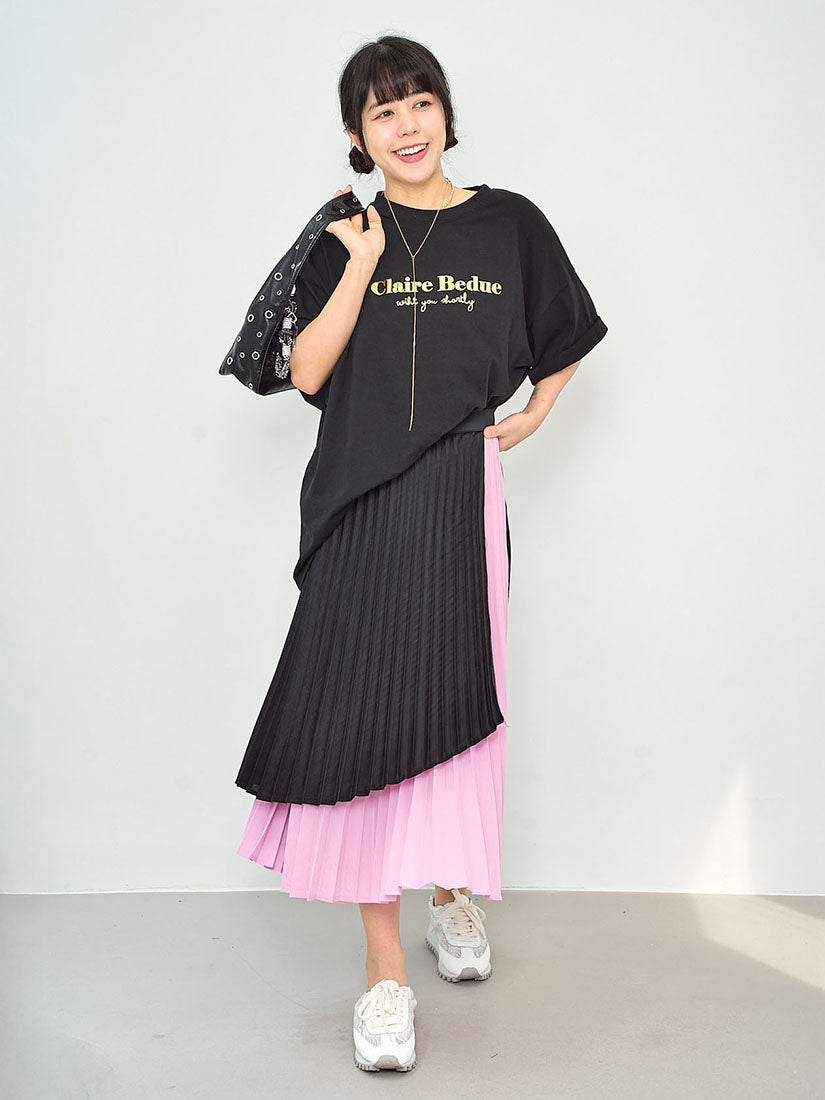 Two Tone Layered Pleated Skirt (2 Colours)