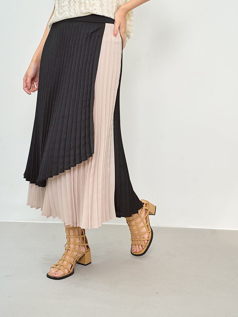 Two Tone Layered Pleated Skirt (2 Colours)