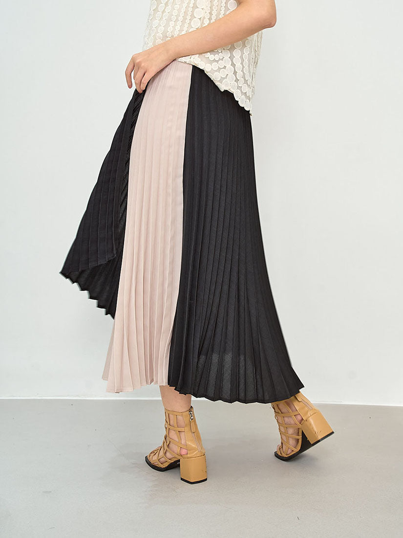 Two Tone Layered Pleated Skirt (2 Colours)