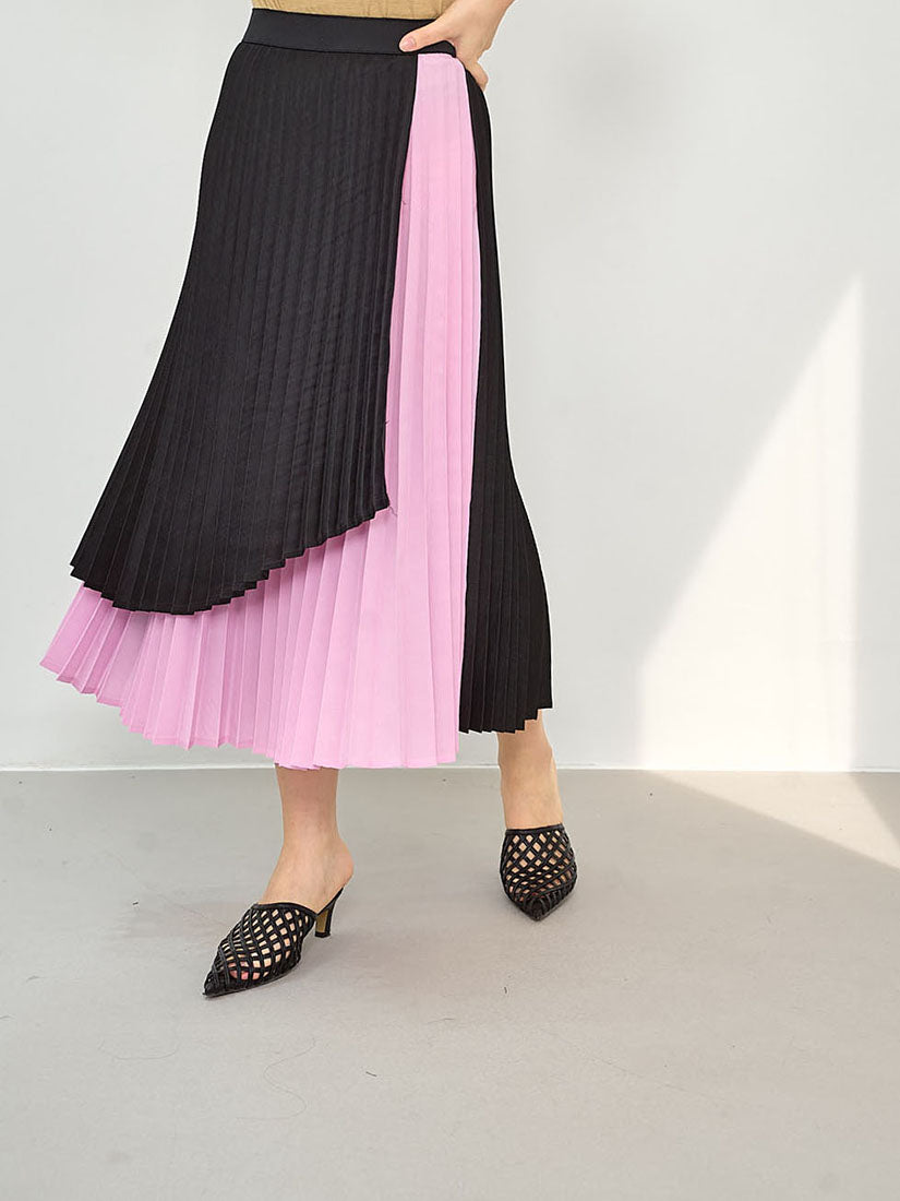 Two Tone Layered Pleated Skirt (2 Colours)
