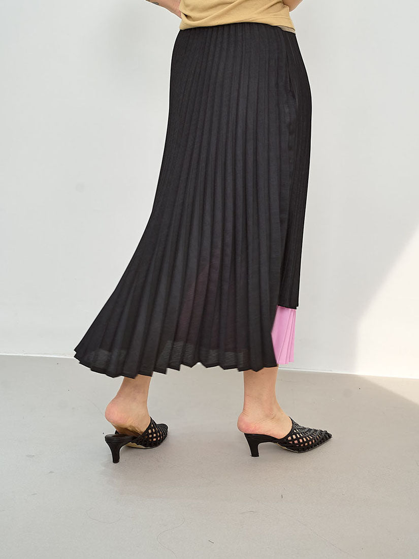 Two Tone Layered Pleated Skirt (2 Colours)