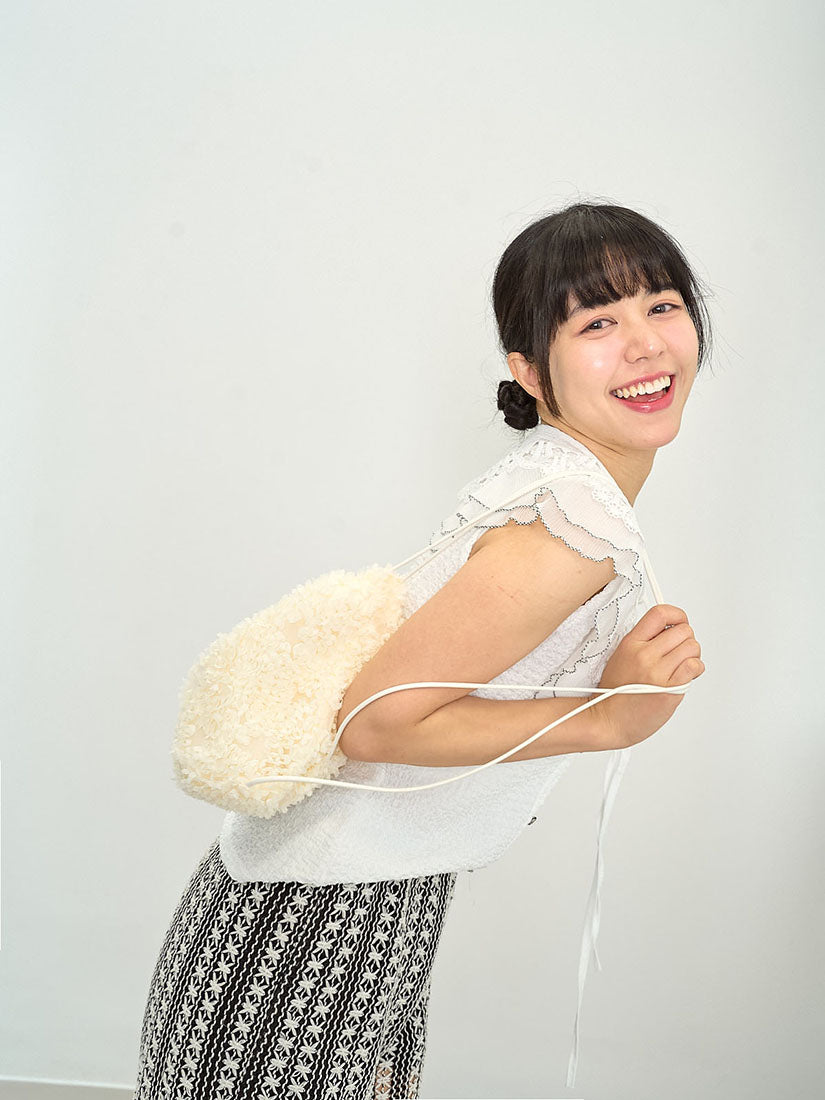 Crochet Lace Pleated Collar Textured Top (2 Colours)