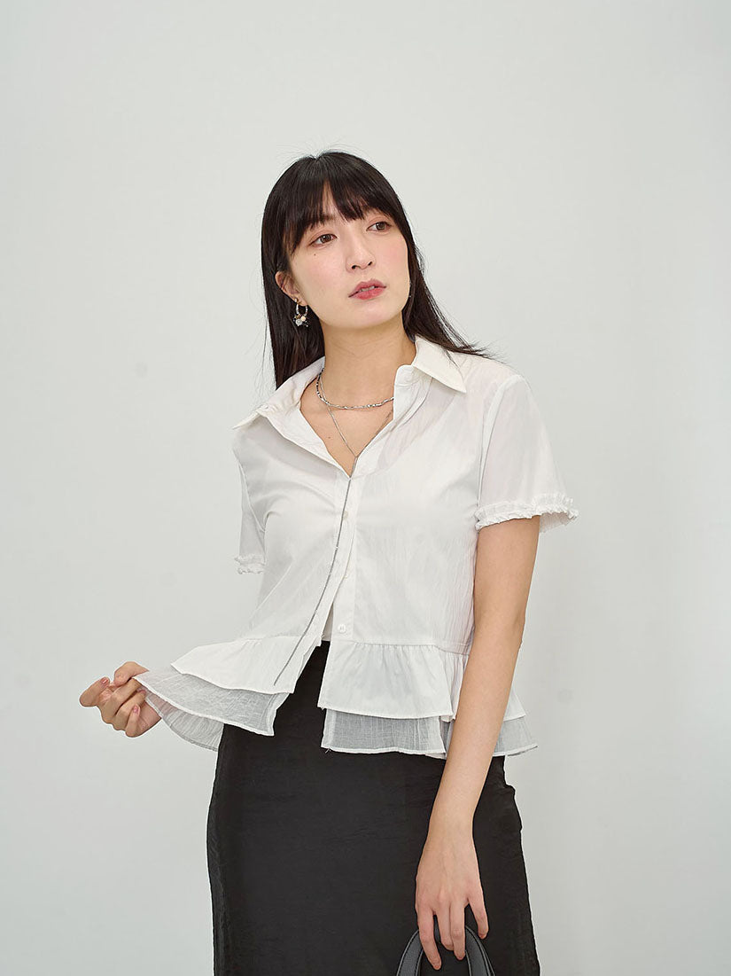 Ruffle Layered Hem Shirt (2 Colours)