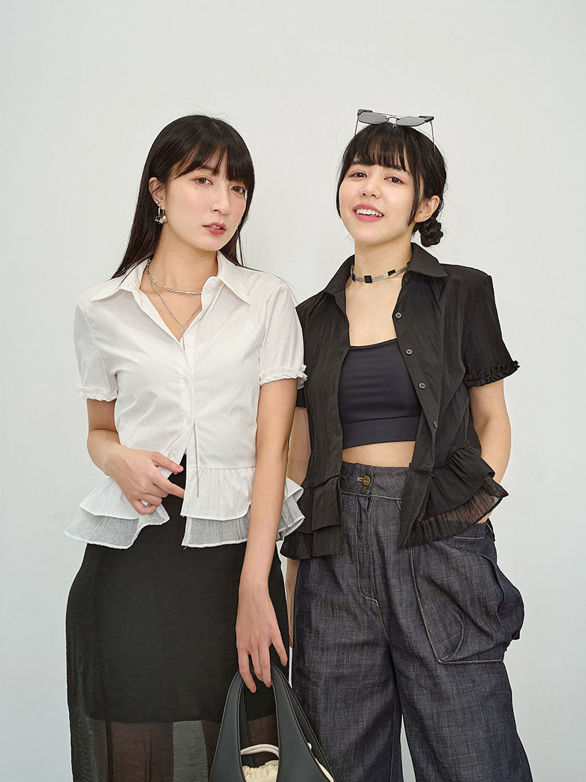 Ruffle Layered Hem Shirt (2 Colours)