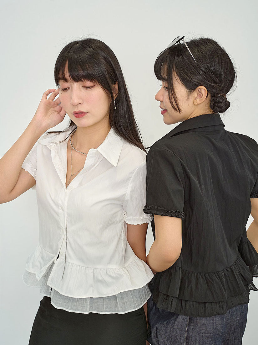 Ruffle Layered Hem Shirt (2 Colours)