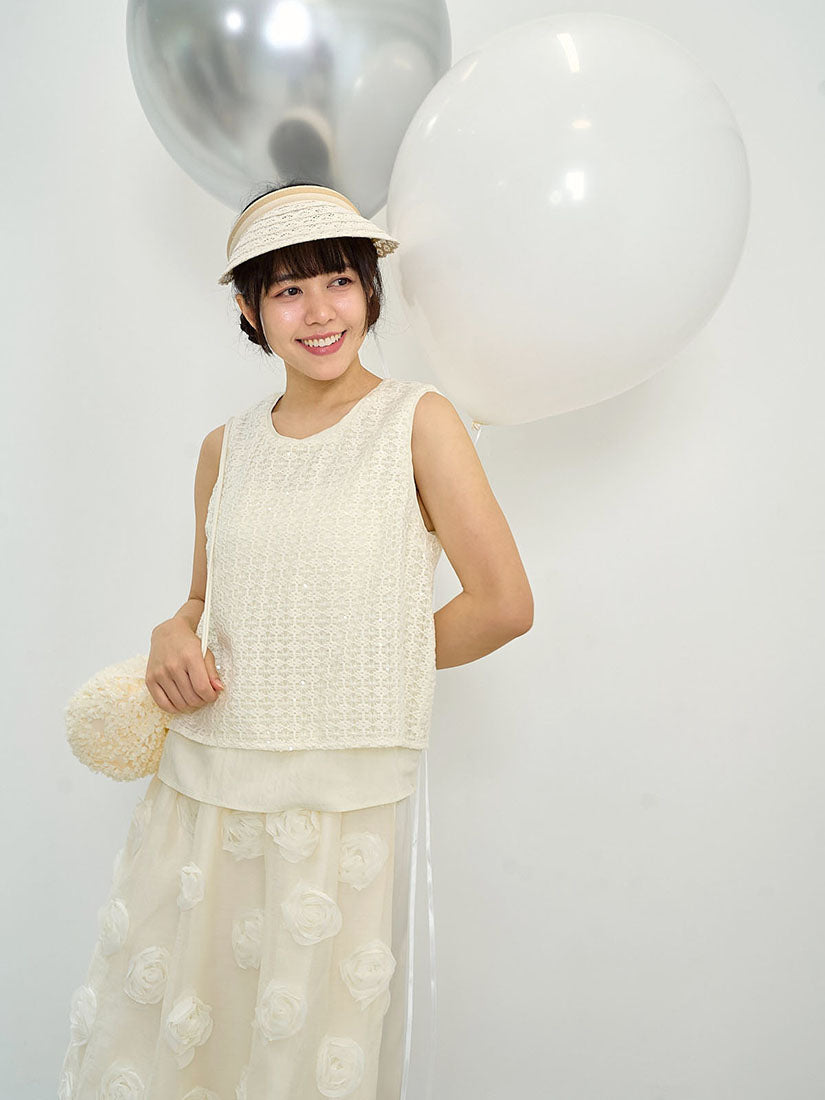 Sequin Mesh Lace Vest Top (2 Colours)