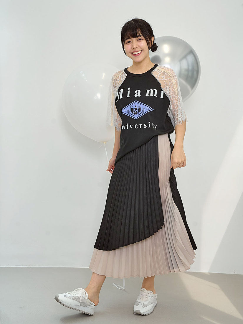 Two Tone Layered Pleated Skirt (2 Colours)