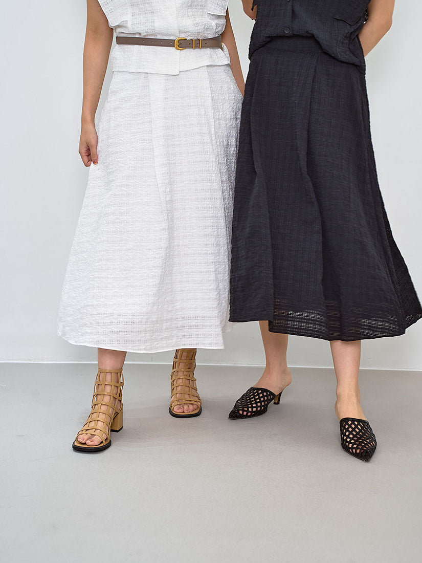 See Through Plaid Pleated Skirt (2 Colours)