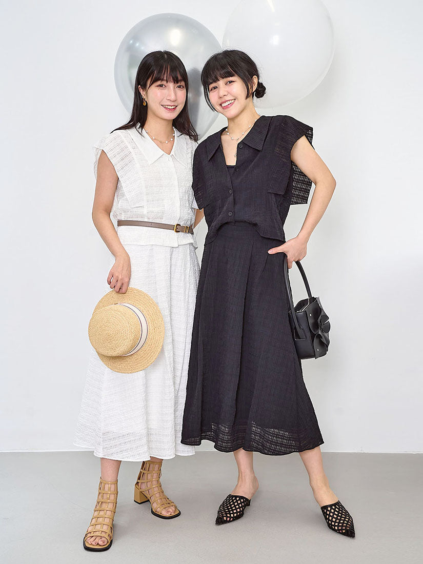 See Through Plaid Pleated Skirt (2 Colours)
