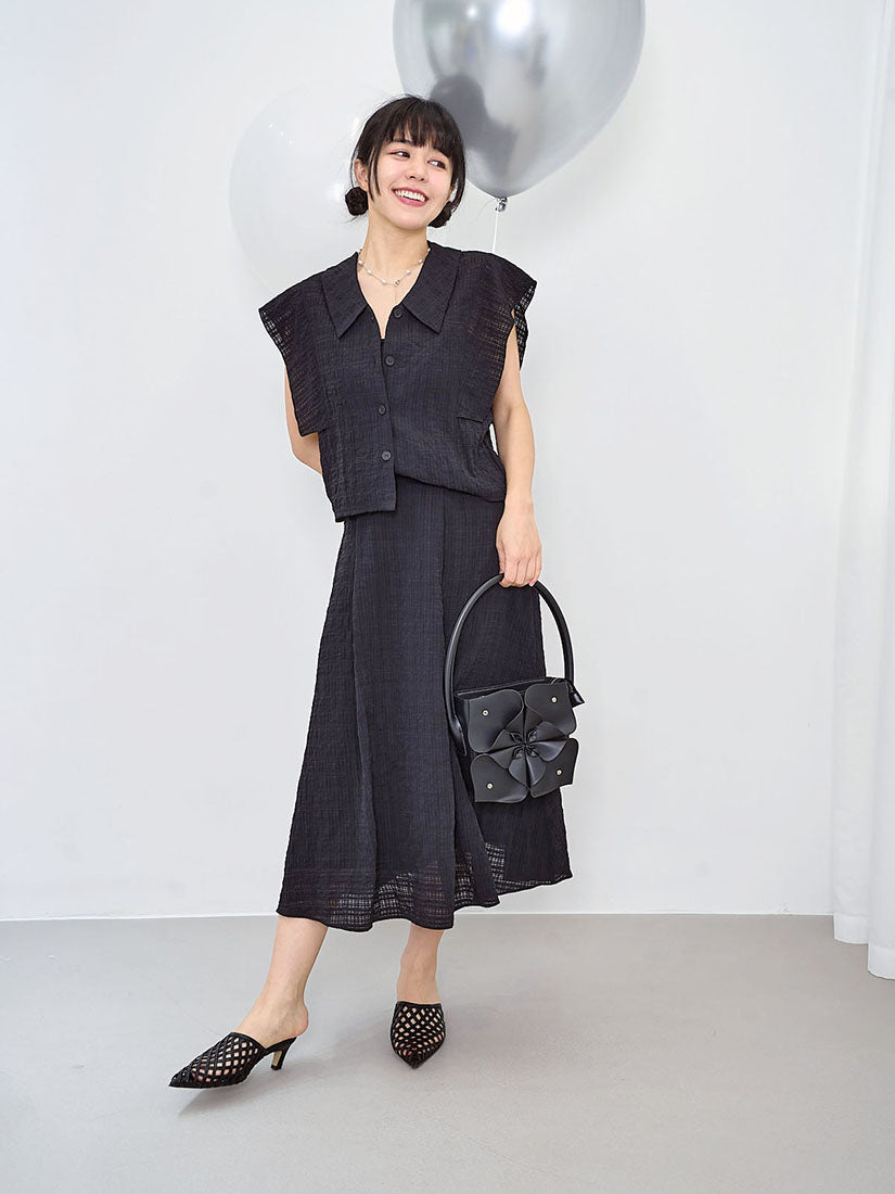 See Through Plaid Pleated Skirt (2 Colours)