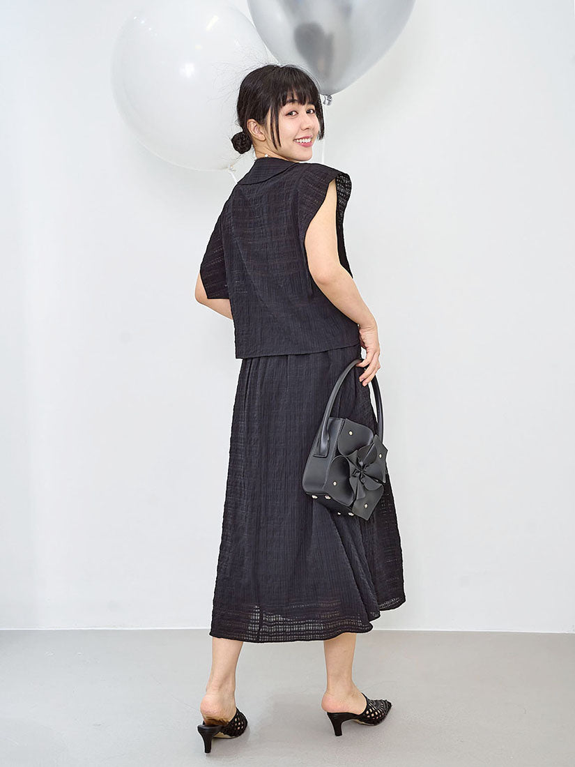 See Through Plaid Pleated Skirt (2 Colours)