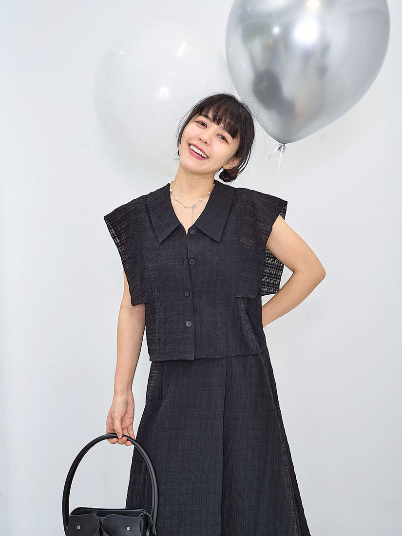 See Through Plaid Pleated Skirt (2 Colours)