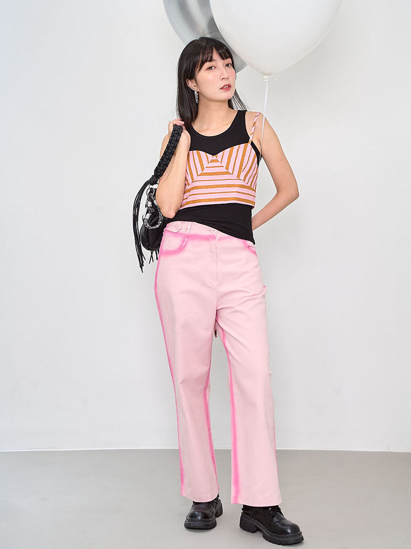 Tie Back Striped Bra Top