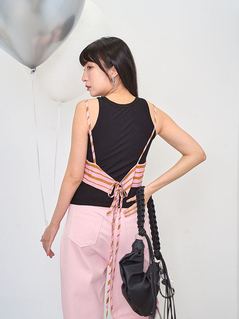 Tie Back Striped Bra Top