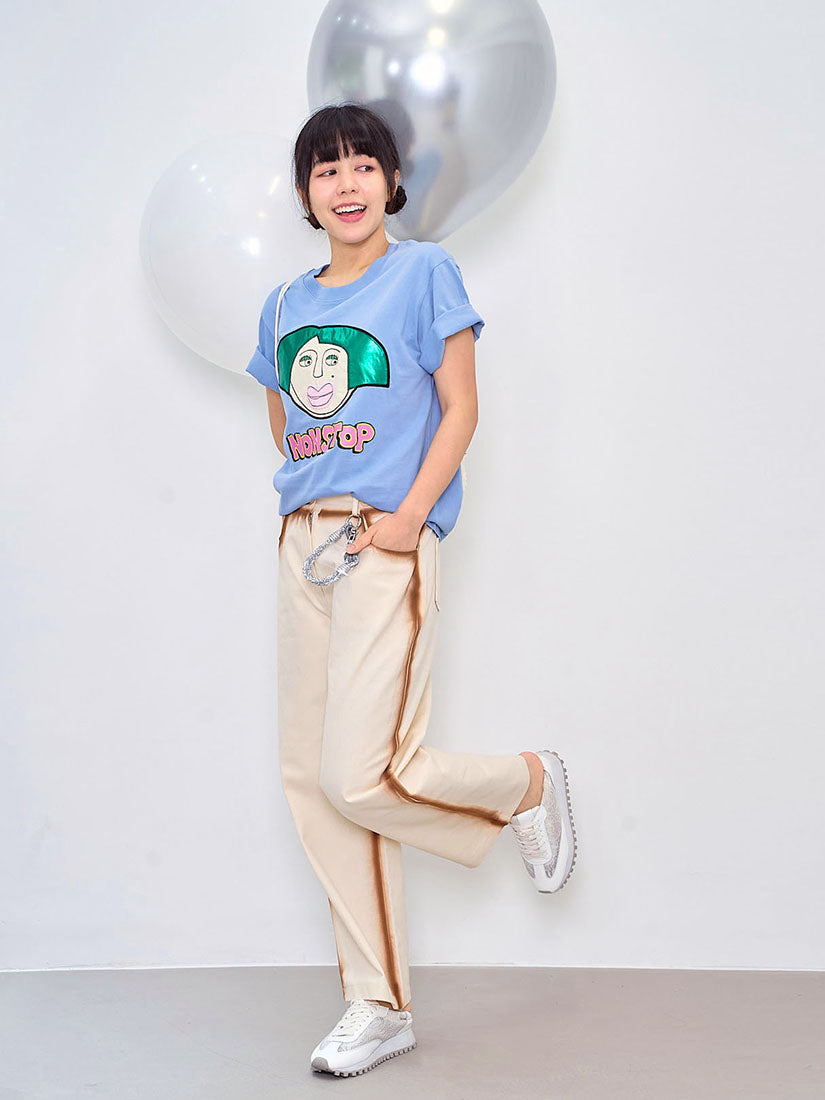 'Nonstop' Face Embroidered Tee
