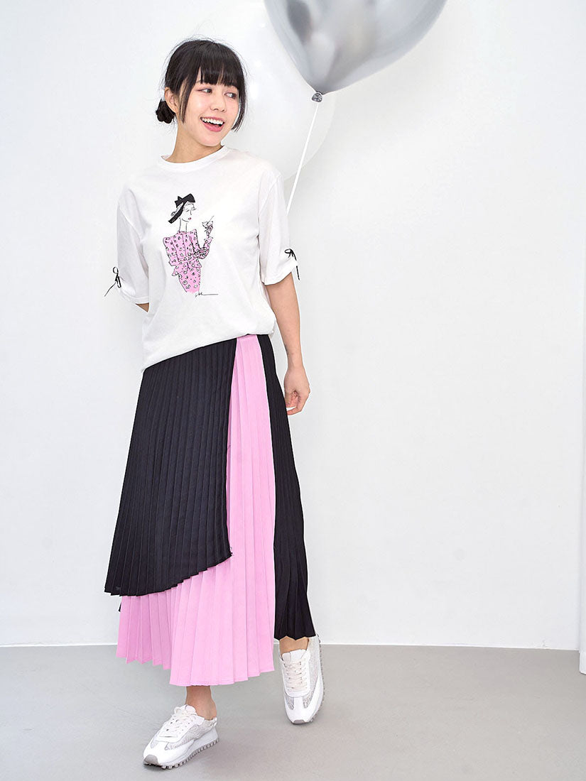 Two Tone Layered Pleated Skirt (2 Colours)