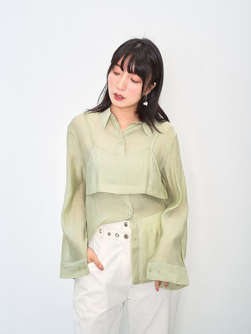 Crop Camisole Layered Shirt (2 Colours)
