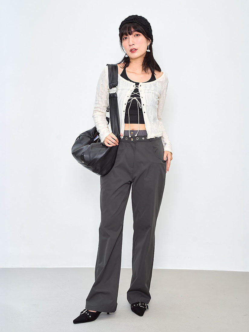 Distressed Lace Up Cardigan Set (2 Colours)